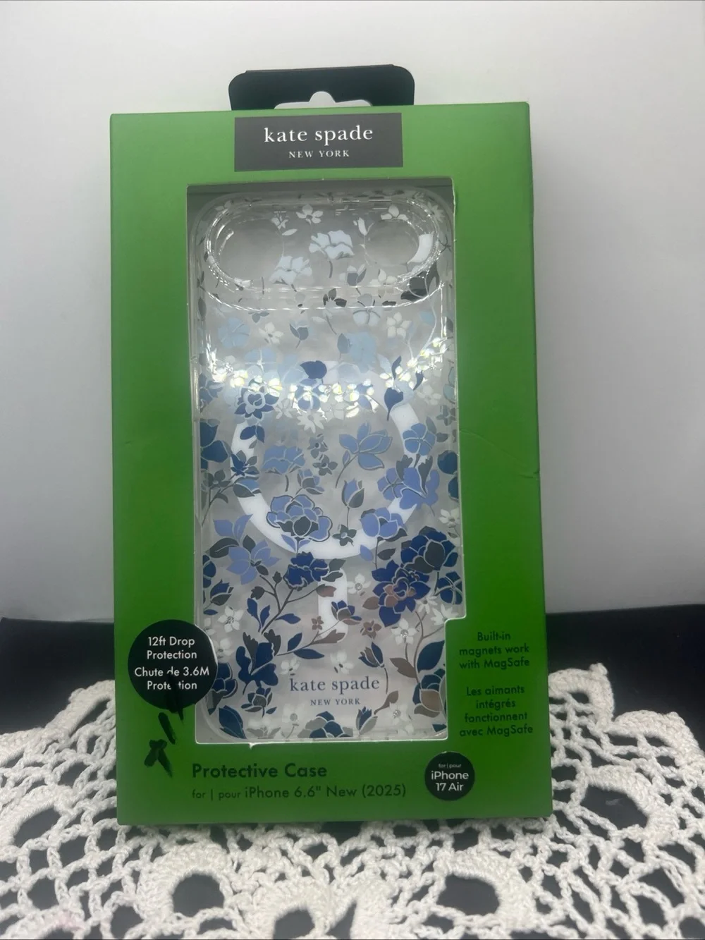 kate spade Clear Floral iPhone Case with Blue and White Flowers